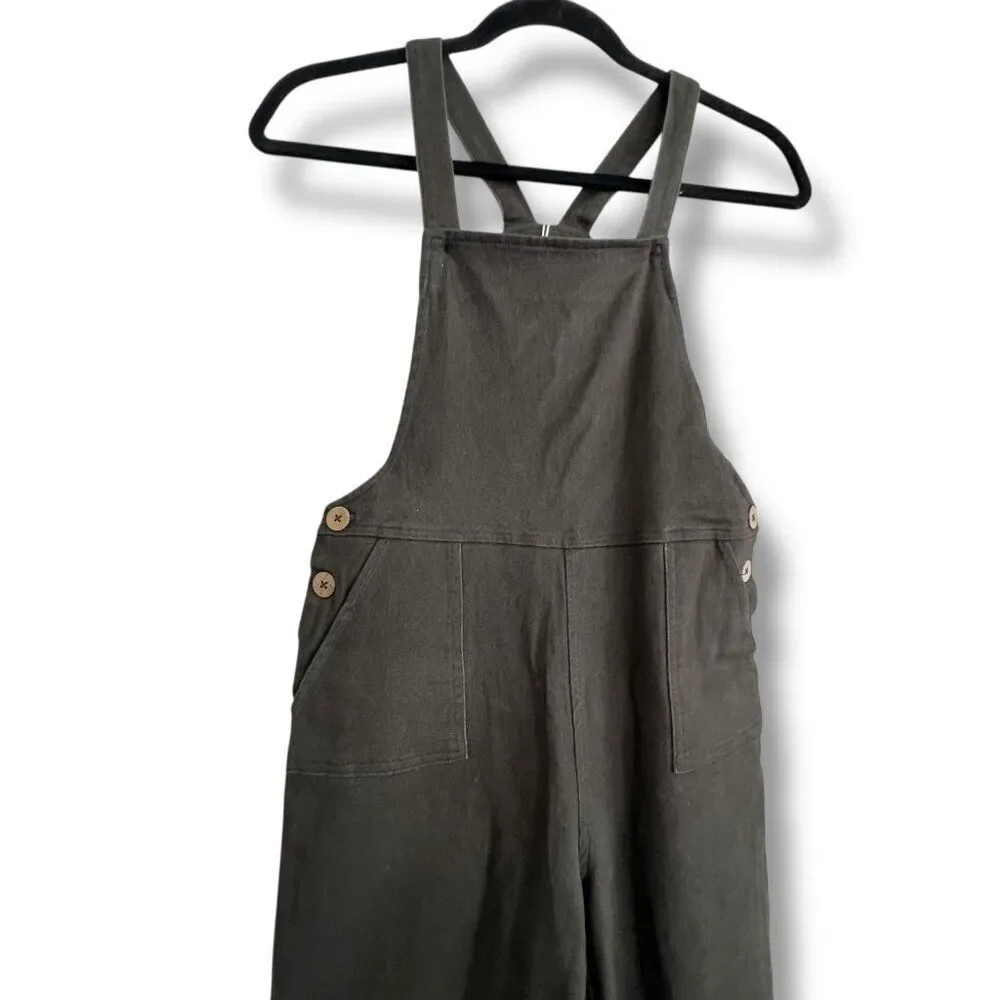 NWT Rylee + Cru Girls Vintage Black Wide Leg Overall Jumpsuit Size 12-14Y